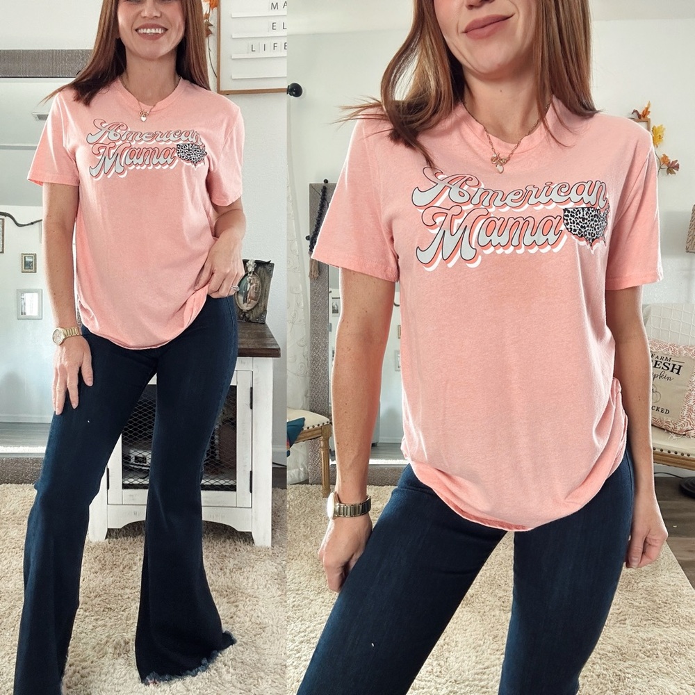 Boutique Pink 'American Mama' Graphic Tee size medium